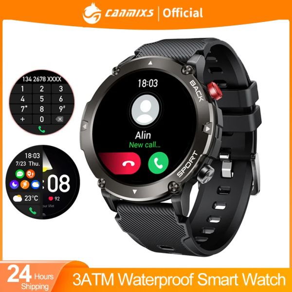 Uhren Canmixs C21 Rugged Smart Watch Men 3atm wasserdichte Outdoor Sport Fitness Tracker Bluetooth Call SmartWatch 2023 für Android iOS