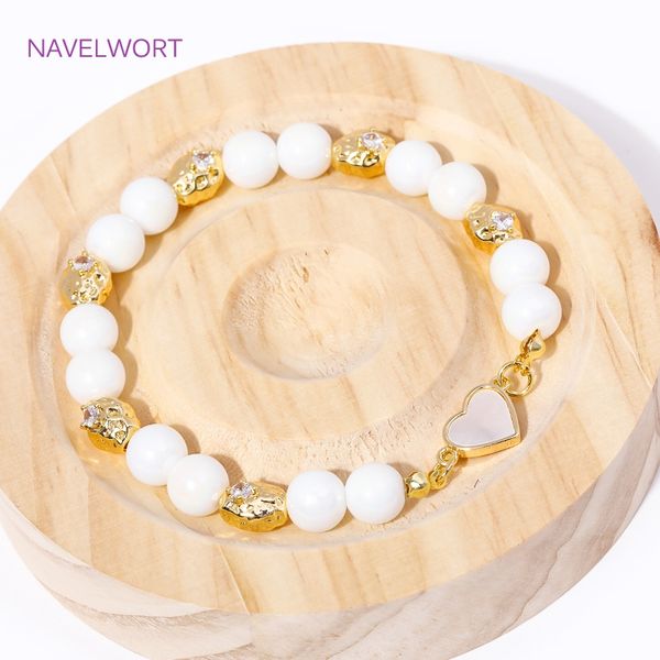 18K Gold plattiert Inlay Natural Shell Heart Charm Anhängeranschluss für Schmuck Herstellung von DIY -Armband Halskette Accessoires Großhandelsale