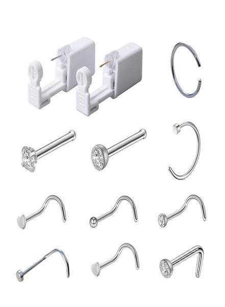 Einweg sicheres steriles Piercing -Gerät für Edelstein Nasenstollen Piercing Piercer Werkzeugmaschine Kit Ohrring Nase Bod Body Schmuck 4561220