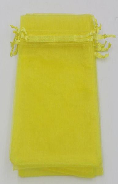 Limone giallo 7x9 cm 9x11cm 13x18 cm borse da regalo per gioielli organza