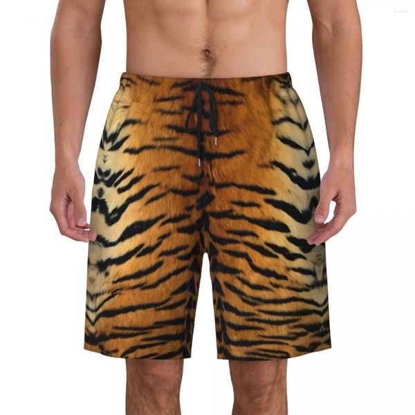 Shorts masculinos tigres listras academia de verão estampas de animais de moda machos de moda com troncos de padrões de secagem rápida