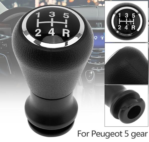 5 -Geschwindigkeit ABS -Kunststoff -Leder -Chrom -Schaltgetriebe Handballknopf für Plastikleder für Citroen C1 C3 C4 -Serie Peugeot 5 Gearmodelle CIA30L8084184