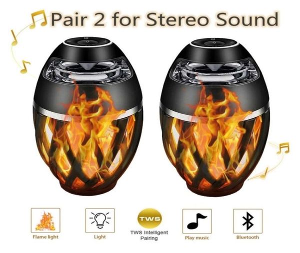 21pcs pack postable flame light bluetooth -колонка колонка Mp3 Player FM Радио компьютер Subwoofer Hifi Sound Tws Torch Outdoor Spea2090800