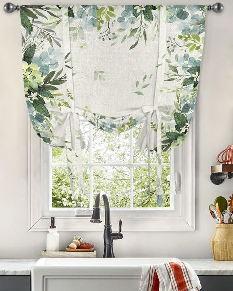 Акварель эвкалипт зеленые листья винтажные оконные занавески для гостиной кухня