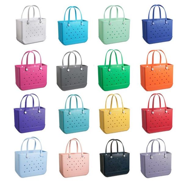 Aufbewahrungsbeutel wasserdichte Bogg Beach Bag Solid geschlagener Organisierungskorb Sommerpark Handtaschen Große Frauen Stock Geschenke PVC Korb Outdoor Handtasche Tasche