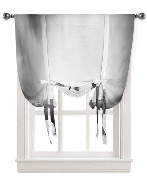 Elefante Gradiente grigio Finestra Tenda per tende per leghe da cucina Drappe tascabili regolabili