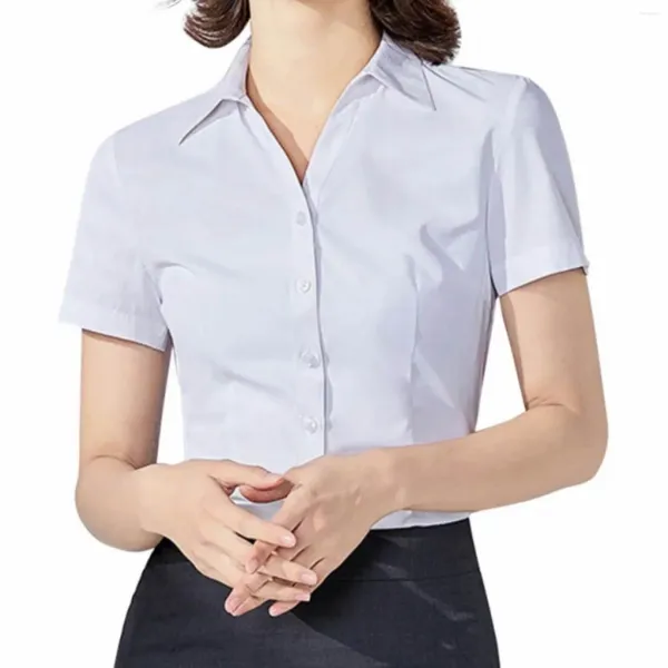 Blouses feminina FILL FIT CAMISTA DE MUNDA CURTA DE MANAGEM DE MANAGEM DE MANAGEM DE VELAMENTE DESENHAR CAMISAS BRILHANTES Top office Of confortável Social Ladies