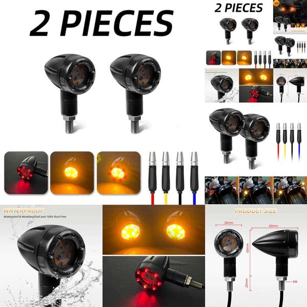 Nuova lampada da motocicletta da 2 pcs lampada da moto ambra+indicatore di luce del segnale di marcia di marcia in rosso 13 LED super luminoso