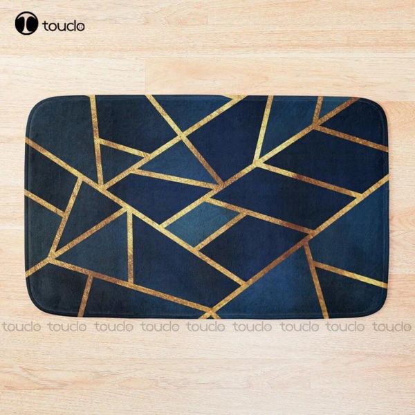 Badmatten Navy Gold Stone Geometrische Matte Nicht-Schlupfbademannte