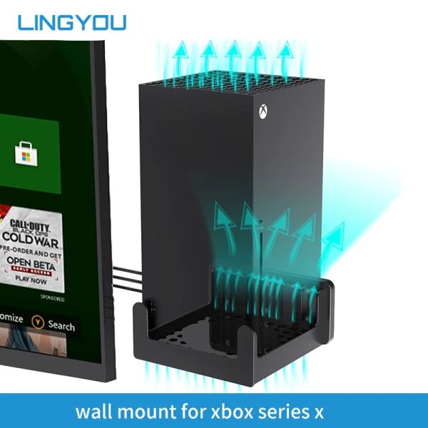 Stands Lingyou Mount Wall para Xbox Series x Standing Stand Stand Stand Stand Stand Hanger com saídas de resfriamento em uma parede pela sua TV