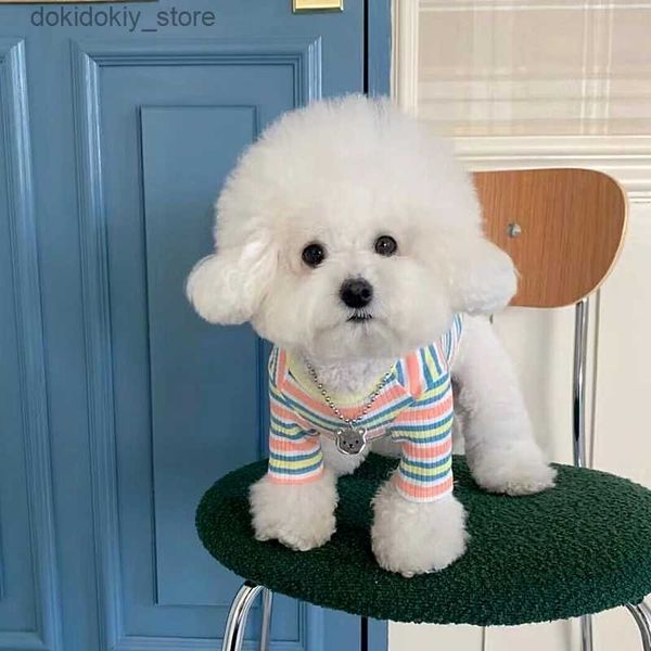 Köpek Giyim 2023 Gökkuşağı Pet Vest Yaz İnce Giysiler Schnauzer Teddy Puppy Serimli Serin T-Shirt Pomeranian Bichon Kaniş Yap Ilfin L49