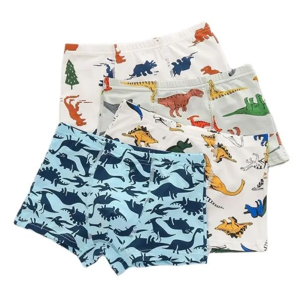 Hosen 4pcs/Los Slips für Jungen Unterwäsche Kinder Boxer Höschen Bio -Baumwolle Teenager Kinderhosen 210 Jahre