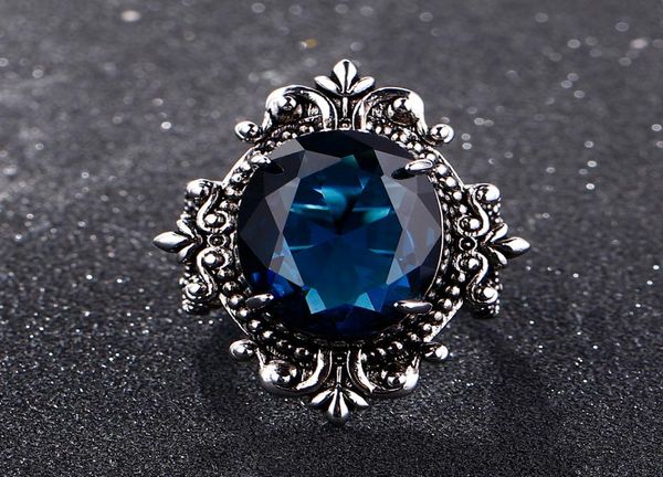Big Peacock Blue Sapphire Ringe für Frauen Männer Vintage Real Silver 925 Schmuck Ring Jubiläum Party Geschenke3342751