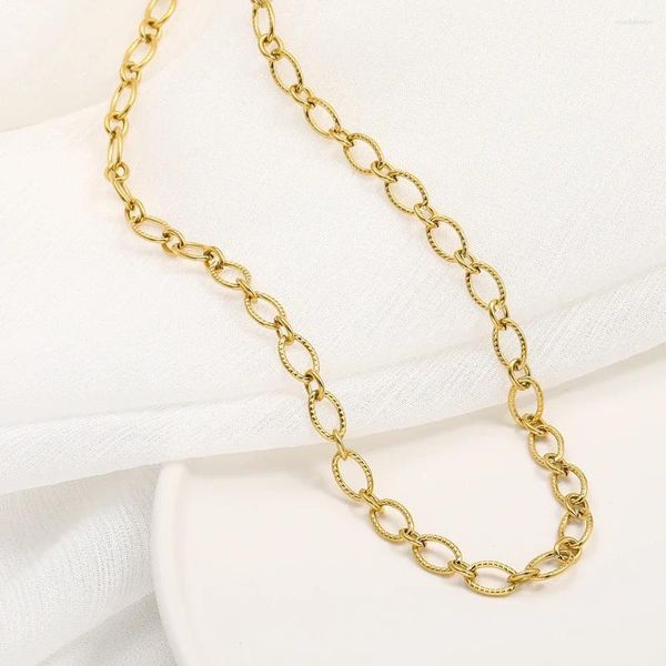 Ketten Halskette für Frauen Mode Big Retro Gold Color Chunky Dick Lock Choker Kette Halsketten Party Schmuck 2024