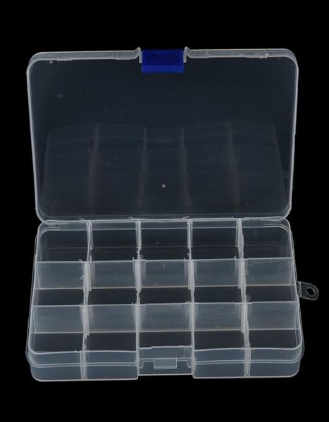 1PCS Caixa de equipamento de folha de pesca conveniente Caixa de equipamento Plastic Clear Fishing Track com 15 compartimentos integral9847185