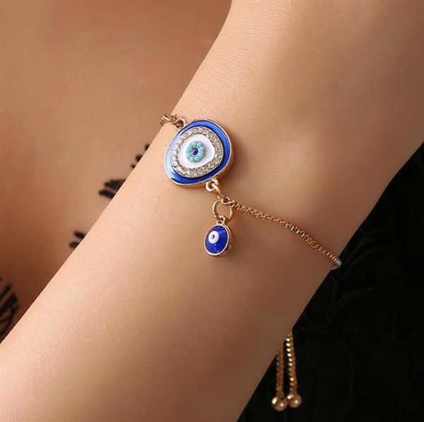 Турецкий счастливый голубой кристалл злой глазные браслеты для женщин из золотых цепей для женщин
