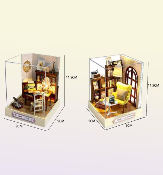 Kids Wooden Miniature Dollhouses Kit Toys Broybox Box Casa Casa de Móveis Toy