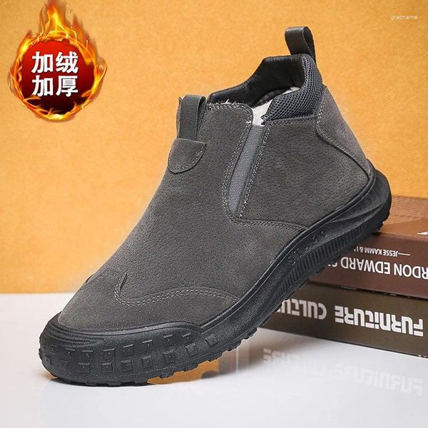 Casual Schuhe Winter Wildleder für Männer plus Pelz warme Slip-On-Schuhschuhe wasserdichte Schneestiefel Botas Hombre Outdoor Light Sneakers