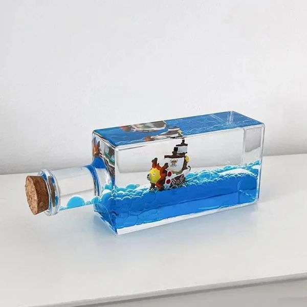 Flutuante Flutuante Merry One Piece Mil Sunny Barco Fluid Drift Bottle 3D Navio em garrafa Go Merry Boat Home Decor Kids Presente Presente