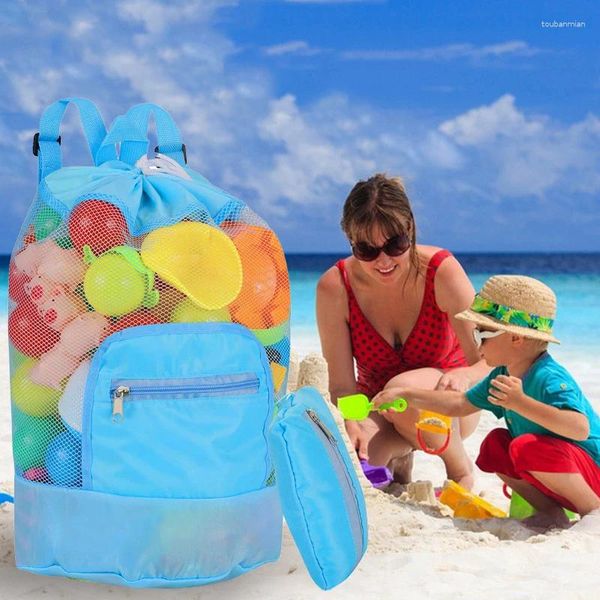 Aufbewahrungstaschen Kinder faltbare Strand Toy Bag Beutel Tasche Masch Organisator Sundies Net Draw String Rucksack