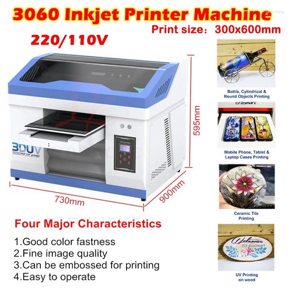 Tintenstrahldruckermaschine 3060 Vollautomatischer Flachbett PO USB -Infrarotstrahl Messung 300 x 600 mm 2880 DPI -Druck mit Tinte