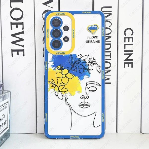 Caso para o Samsung Galaxy A14 A13 A33 A52 A53 A54 5G A73 S20 FE S21 Plus S22 S23 S24 Ultra Ucrânia Flag Girl Pattern Cober