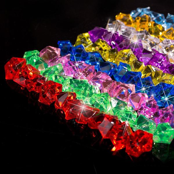 100pcs gemas de plástico grãos de gelo pedras coloridas crianças jóias jóias acrílicas balcão de gelo diamantes cristal