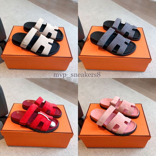 Дизайнерские сандалии Sliders Sliders Flip Flops Плоские сандалии для пляжного кожа замша черная для женщин и мужчин