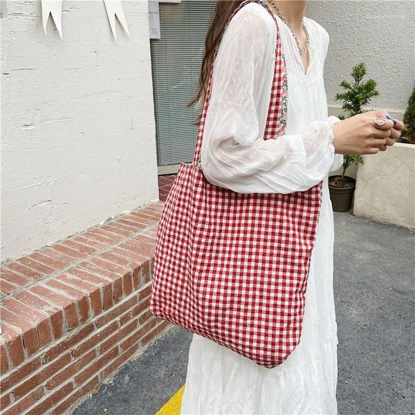 Bag Koreaner pastoraler Stil Schulter Frauen weiche Baumwollstoff Handtasche auf beiden Seiten Blumeneinkaufs Shopping Bolsas Sack erhältlich