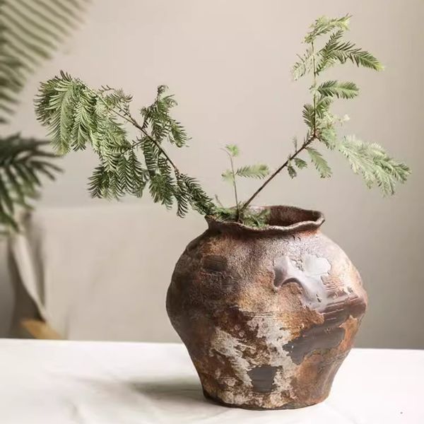 Arranjo de flor de bancada de cerâmica de cerâmica Cerâmica Arranjo de flores retro nostálgicos estilo wabi-sabi