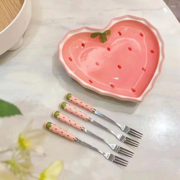 Placas Strawberry Heart Dish Fork