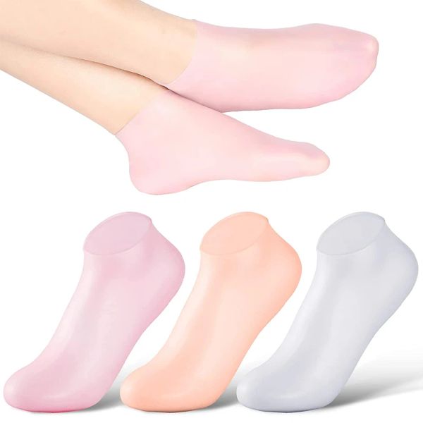 Носки 4pcs Увлажняющие отбеливающие силиконовые носки уход за ногами.