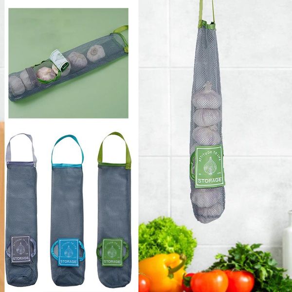 Bolsas de armazenamento Frutas domésticas e malha vegetal Saco de malha dobrável Compras de reciclagem reutilizável Recipientes de ninho