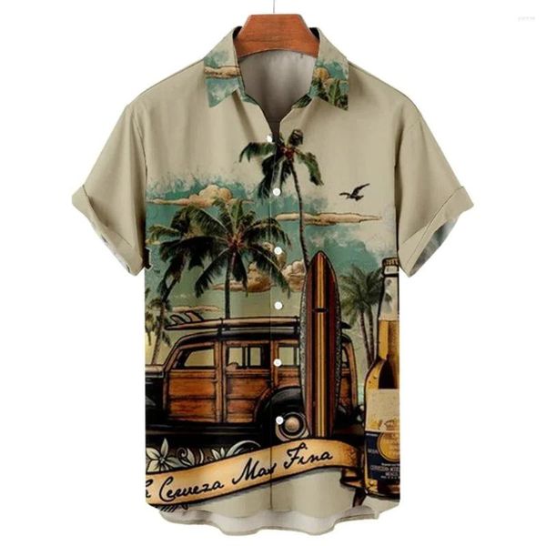 Camisas casuais masculinas 2024 Summer Beach férias de férias curtas Manga curta Camisa impressa Hawaiian Top Fashion Camisas de Hombre C