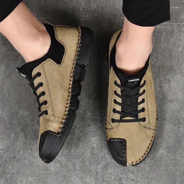 Casual Schuhe hochwertige weiche Sohle Außenwanderungsmännchen Schuh Mode-Leder Nicht-Roll-Arbeit Designer Männer Light Sneaker