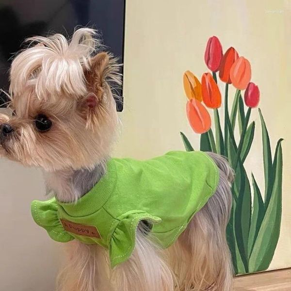 Vestuário para cães roupas de vestuário de colagem de pet -tend roupas de algodão cães de moda de algodão fino super pequeno chihuahua verão mascotas de garoto verde