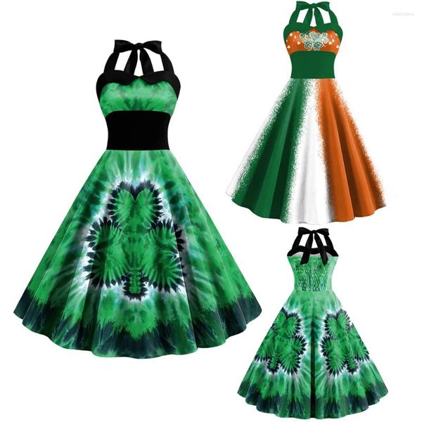 Lässige Kleider für Frauen Irish St. Patricks Day Shamrock Krawatte Dye Klee Female ausgestattete grüne Tunika Kleid Vestidos Para Mujer