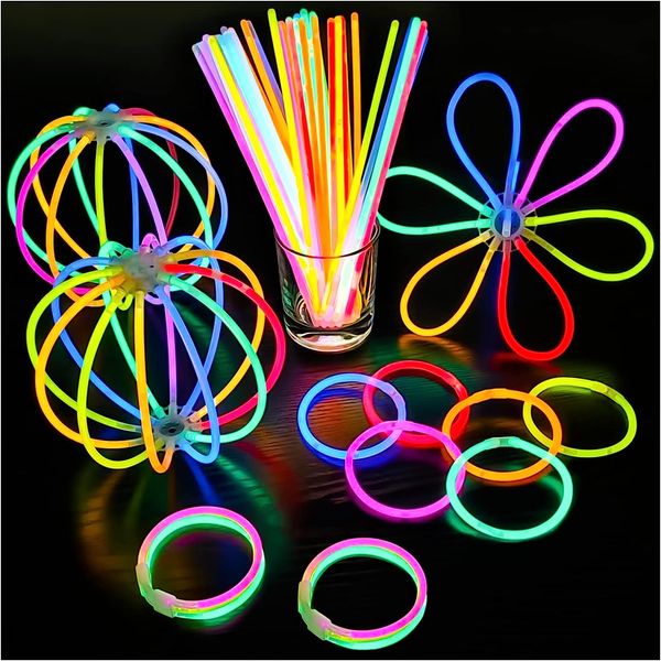 Sticchi di bagliore fluorescenza Collacetti colorati brillanti Collana per bastoncini per la festa della danza natalizia Festa Light Props arredamento