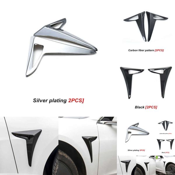 Novo 2pcs Auto Corpo Câmera lateral Câmera decorativa Capa de casca C Patch de bumerangue C para Tesla Modelo 3 2016-2020 Acessórios para estilo de carro