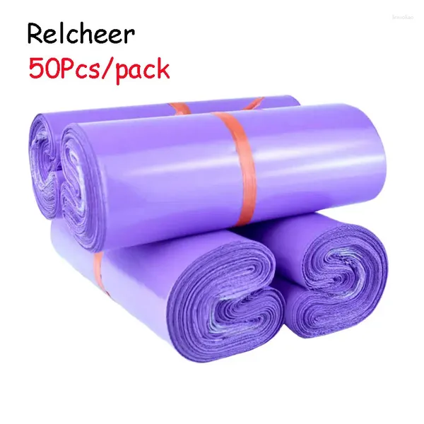 Speicherbeutel RelCheer 50pcs Anpassen Logo Mailing-Verpackungsbeutel grüne Farbe E-Commerce Mailer Kleidung Logistik Postalkurier