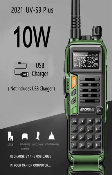 Baofeng uvs9 mais poderoso walkie talkie cb transceptor de rádio 10w 50 km de longa faixa portátil para atualização da floresta de caça 2108173599379