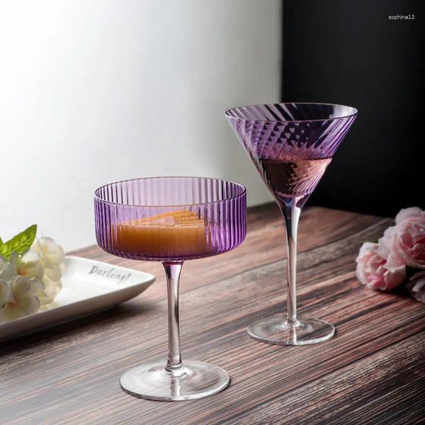 Weingläser Kristall Becher Tasse Lila Licht Luxus Cocktailglas handgefertigtes Champagner Retro -Eis Dessert