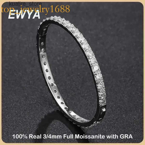 Charm Bracelets Ewya Sparkling D Farbe 3/4mm Full Moissanit Tennis Armreifen für Frauen Sier plattierter Diamantverbindungskette S L240322