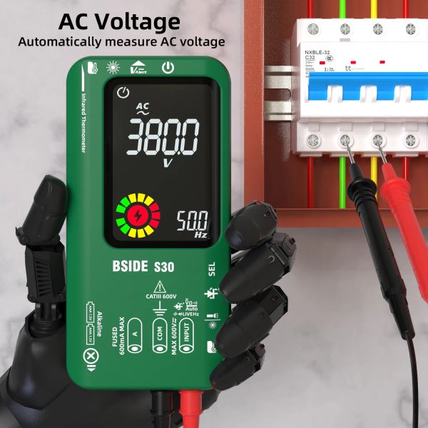 BSIDE S30 USB Charge LCD Schermo a colori LCD Multimetro Digital Infrad Termometro vero RMS 15V AC Tensione di tensione AC DC Tester