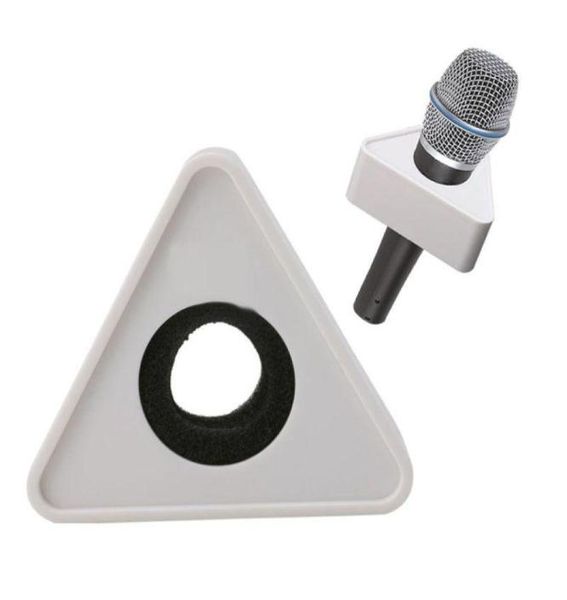 White Hole Triangular Mic Microfon TV Interview Logo Flag -Station DIY4853001