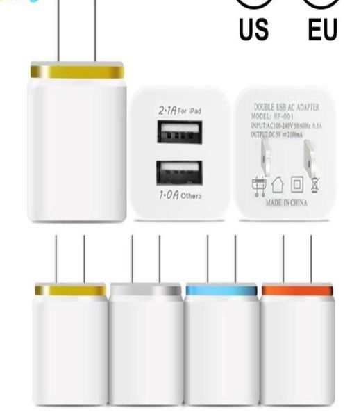 Caricatore del caricabatterie a parete USB a doppio metallo USA US US Plug EU 21A AC Adattatore Adattatore Plug -Caricatore a parete 2 Porta per IP 11 Pro Max Samsung Xiao1066355