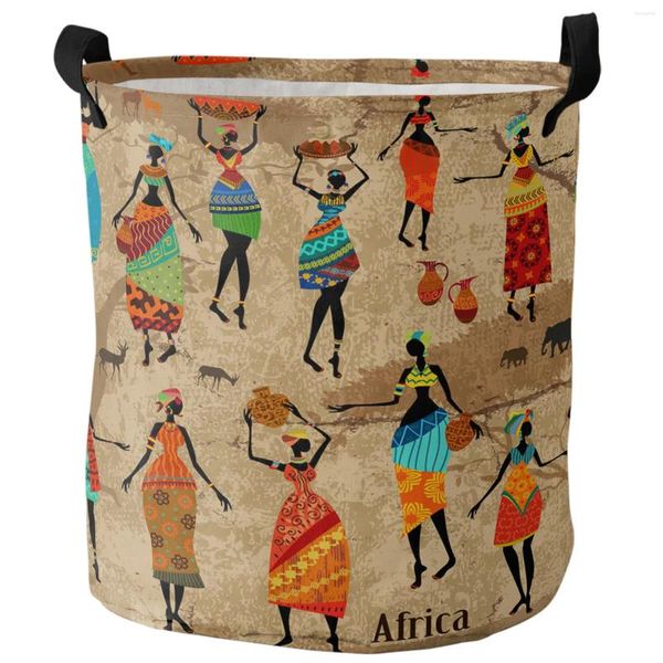 Сумки для стирки африканская женщина танцевальная этническая культура ваза грязная корзина складная домашняя организация одежда детская игрушка хранилище