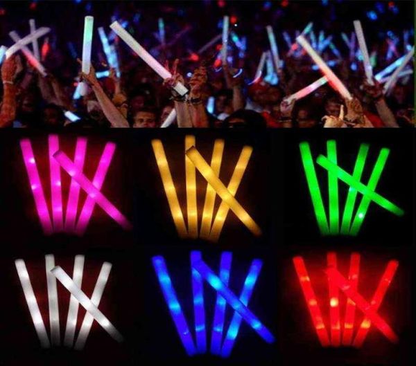 30 PCs Light-Up Sticks LED BATONS SOFT Rally Rave Glow Wands Multicolor Cheer Flashing Tube Concert For Festivals Y2201052051833