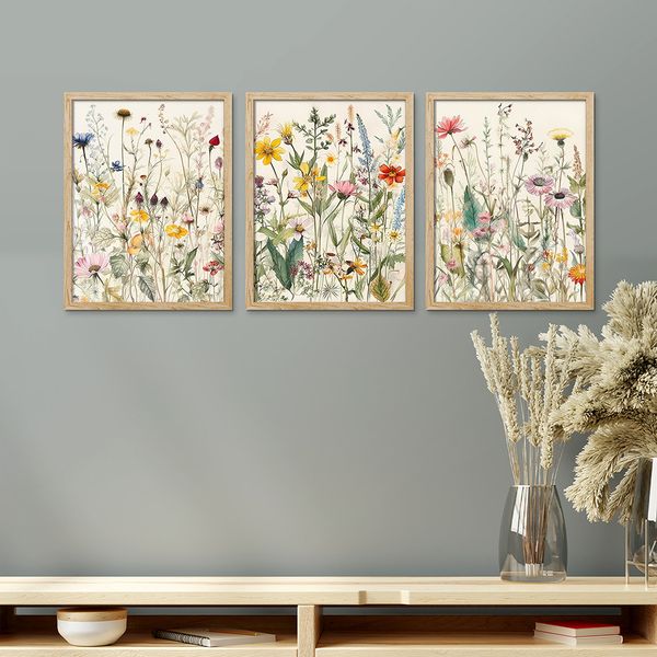 Aquarell Wildblume Blume Poster Bunte Blumendrucke Boho Art Canvas Malerei minimalistische moderne Wand Bild Schlafzimmer Dekor Dekor