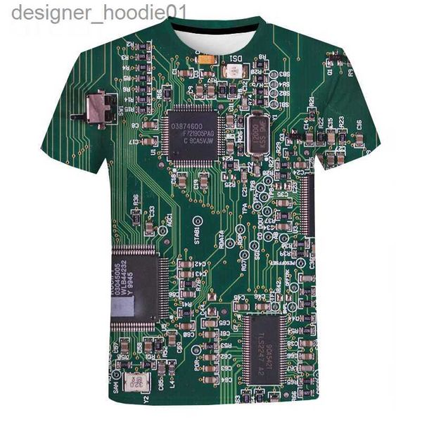 Herren Hoodies Sweatshirts Neues Sommer Computer CPU Chip Circuit Board 3D-Druck-T-Shirt für Herren lässig kurzärmelig coolem, atmungsaktivem Top C240412